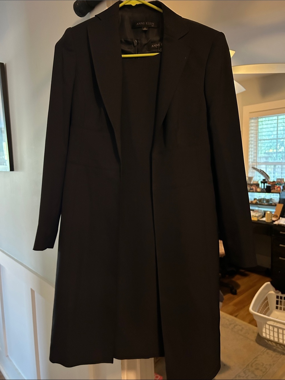 Anne Klein Black Longline Trench Coat